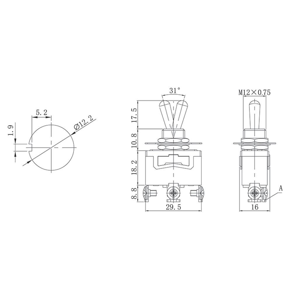 Тумблер 250В 10А (3c) вкл-выкл-(вкл) однополюсной (KN-113) REXANT