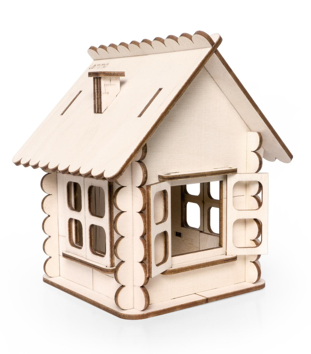 Деревянный конструктор, набор для творчества Lemmo Кошкин домик