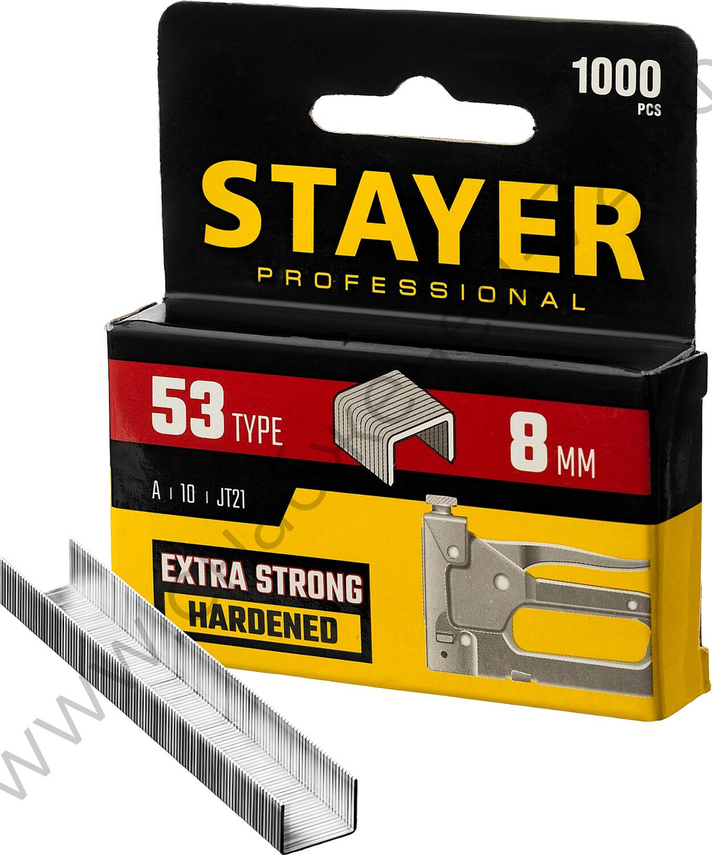 STAYER тип 53 (A/10/JT21) 8 мм, 1000 шт, калибр 23GA, скобы для степлера (3159-08)
