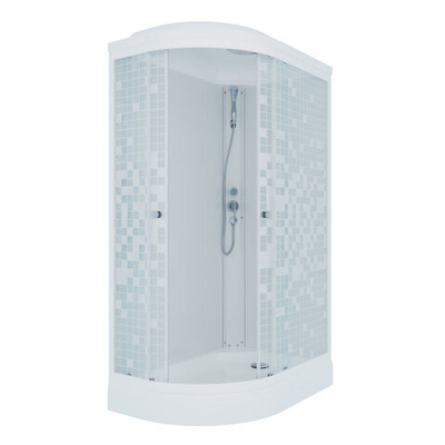 Душевая кабина "Коралл 120*80 А" прав., 1/4 круга, низ. подд., Белый, Мозаика, ДН4 (7 мест)