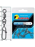Карабин с вертлюгом для рыбалки AQUA SY-3013 №04 (упк. 8 шт.)