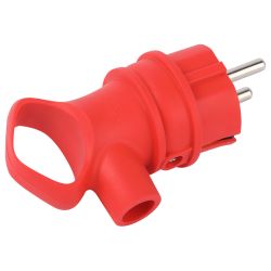 Вилка ЭРА VX12-R-IP44 каучуковая c заземлением 16А IP44 с кольцом угловая красная