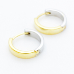 Швензы-кольца, позолота и родиевое покрытие (биколор), размер 16 мм, цена за пару