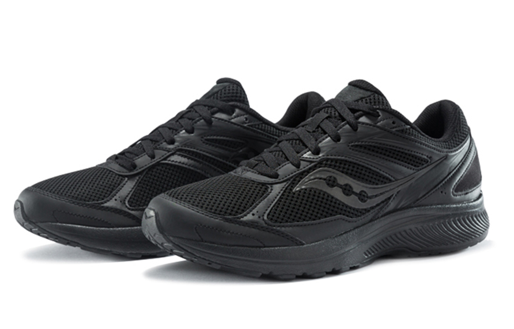 Saucony Cohesion 14 comfortable all-match fabric synthetic leather shock absorption, non-slip, wear-resistant, breathable, low-top cross-country running shoes men's black