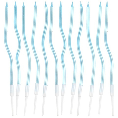 Свечи для торта «Волна» в голубом цвете 13 см, 12 шт