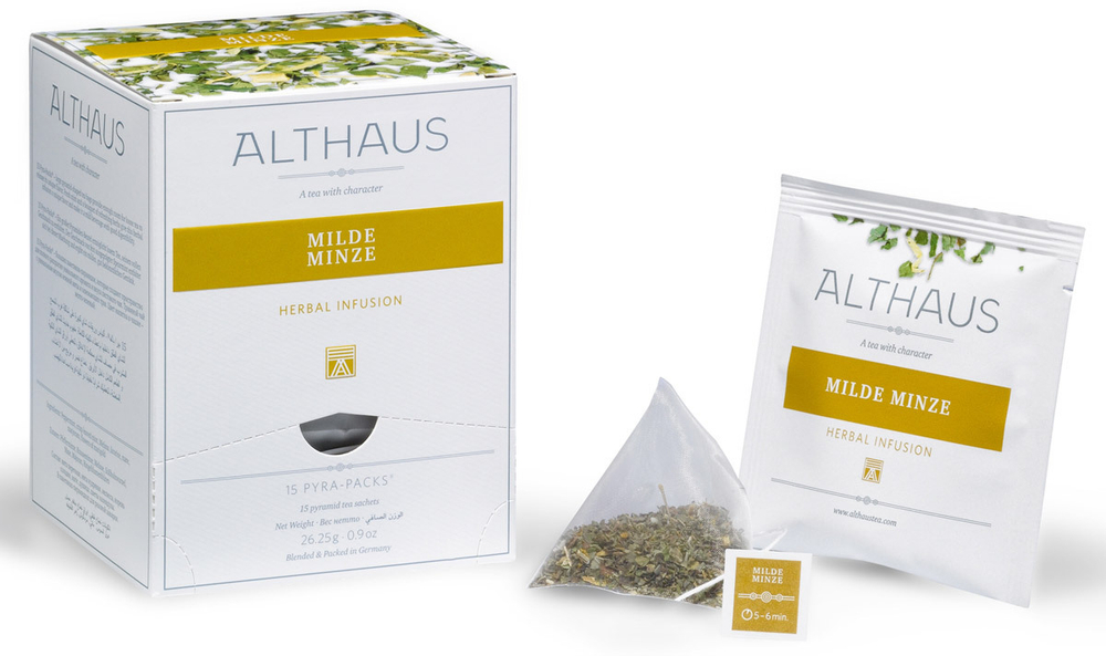 Чайный напиток травяной Althaus Milde Minze / Smooth Mint Pyra Pack в пирамидках, 15 шт