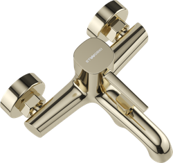 Смеситель для ванны с душем STWORKI Эстерсунд S31100GG + Душевой гарнитур Ольборг S20190GG, глянцевое золото