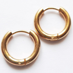 Серьги-кольца круглые золотистые 10 мм для пирсинга ушей. Медицинская сталь. 1 пара