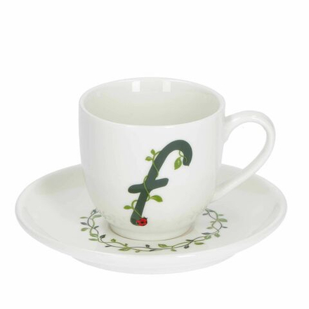 La Porcellana Bianca - Solotua чашка с блюдцем 90мл для эспрессо, буква F / артикул   P00370015F  / GTIN 8027549096440