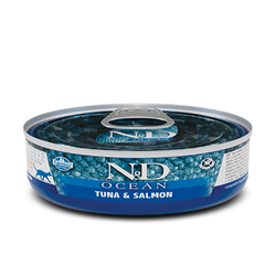 FARMINA N&D Консервы для кошек OCEAN Тунец, Лосось, 80гр