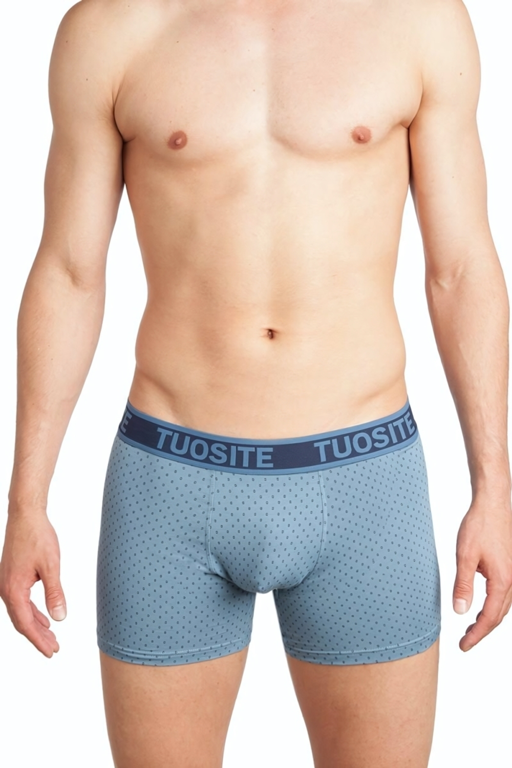 Удлиненные трусы-боксеры из высококачественного хлопка (Размер: M) (Цвет: голубой)