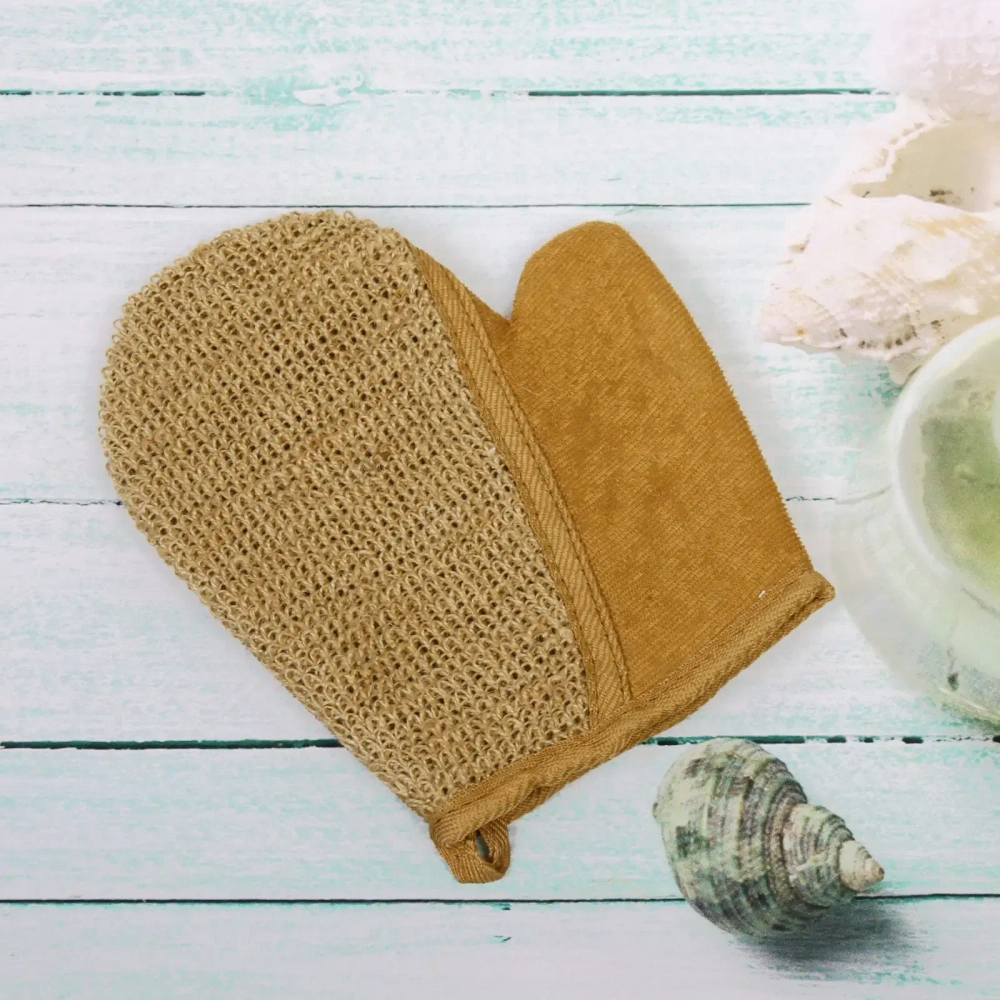 Мочалка-варежка для тела комбинированная «Ultramarine - Прима», с сизалем, цвет коричневый, 18*22см