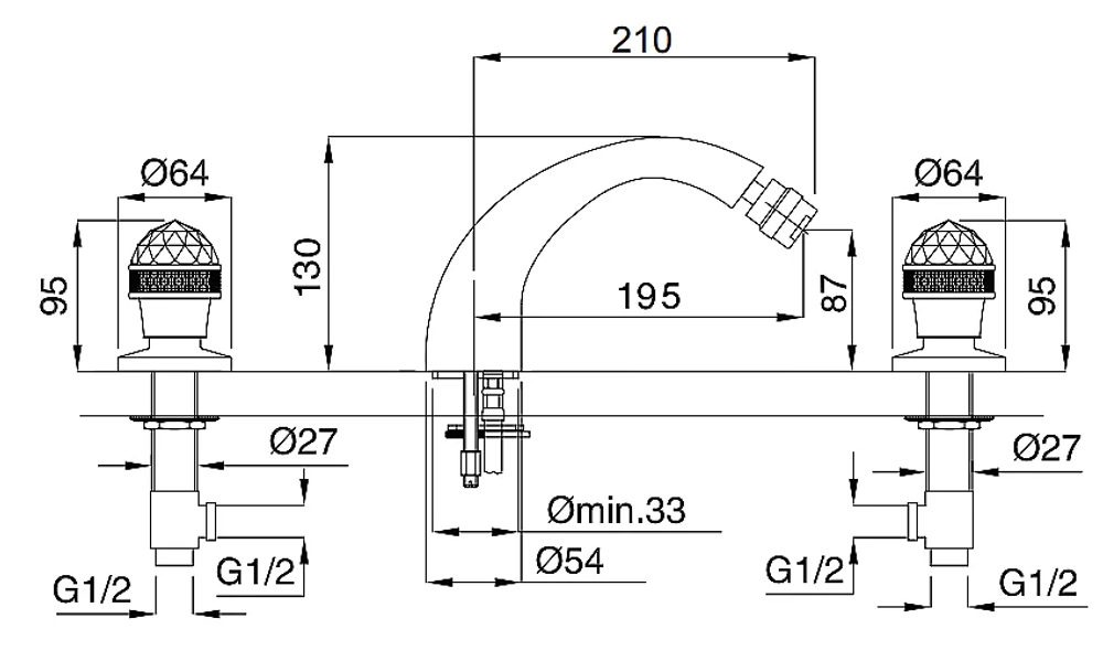 Смеситель для биде Migliore Axo Crystal ML.AXO-625F бронза