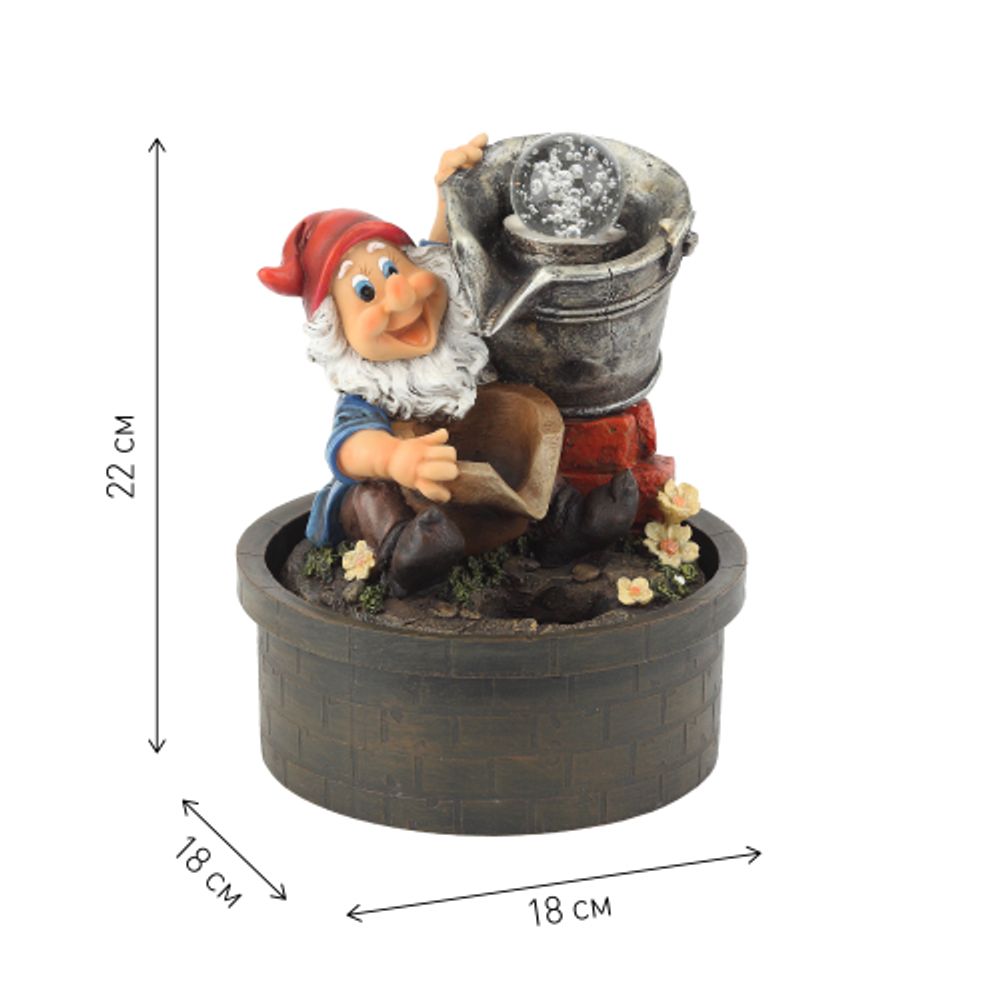 GANF-01 GREEN APPLE Настольный фонтан Гном Дачник 25 cм | GREEN APPLE