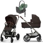 Коляска Cybex Balios S Lux TPE complete Cloud T Leaf Green Plus Base T 4 в 1 Chocolate Brown с дождевиками