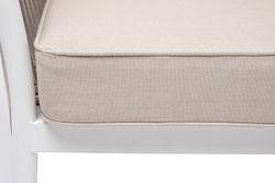 "Касабланка" диван 2-местный плетеный из роупа, каркас алюминий белый муар, роуп бежевый 20мм, ткань бежевая 035
