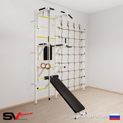 Шведская стенка Sv Sport усиленная 6940 (Турник стандарт/Брусья/Стойка/Скамья/Канат/Кольца/Канатный лаз)