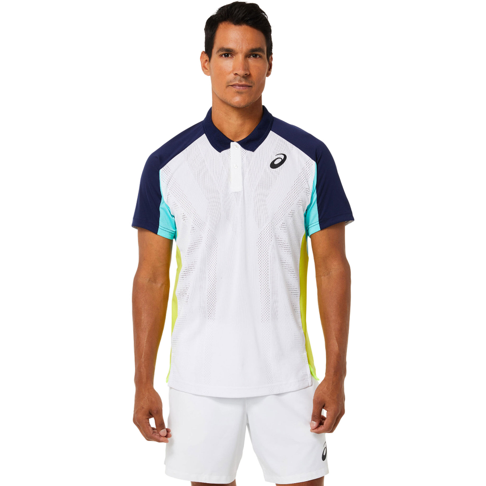 Мужское теннисное поло ASICS Match Polo Men - White, Light Blue