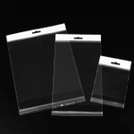 Пакеты упаковочные прозрачные с белым подвесом и клеевым клапаном