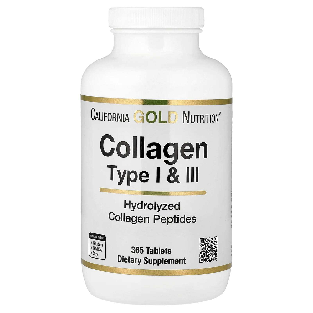 California Gold Nutrition, гидролизованный коллаген I и III типов, 365 таблеток
