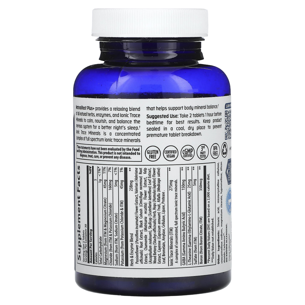 Trace Minerals Natural Rest Plus+ (60 таб), Комплекс для Сна и Спокойствия