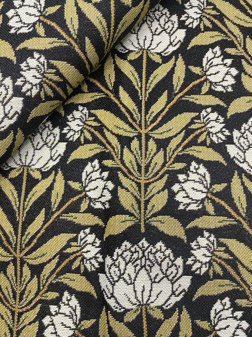 Гобеленовая ткань Лотос зелёные листья ширина 175 см