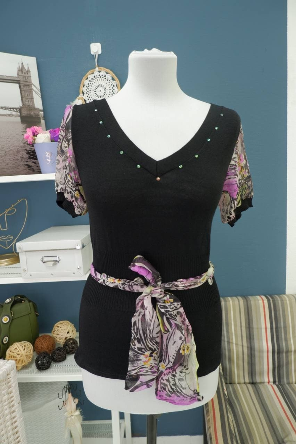 Блуза с поясом 40-42 размер