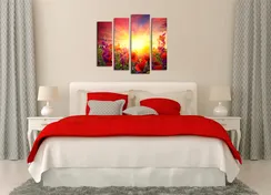 Модульная картина "Красочные маки в солнечных лучах"