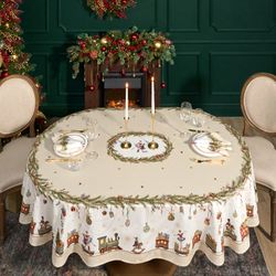 СКАТЕРТЬ ОВАЛЬНАЯ "ЩЕЛКУНЧИК" ,140Х300СМ ,БЕЖЕВЫЙ ,100%ХЛОПОК ,ТВИЛ