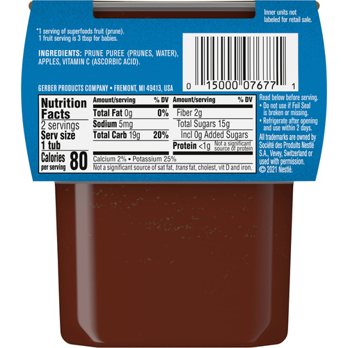 Gerber, Natural for Baby, Wonder Foods™, 2nd Foods®, чернослив и яблоко, 2 пакетика по 113 г (4 унции)