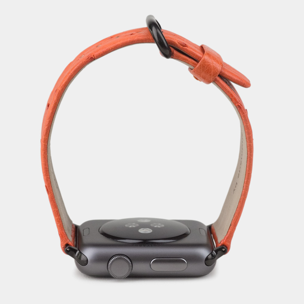 Ремешок для Apple Watch 44/45/46 mm из кожи страуса, оранжевого цвета