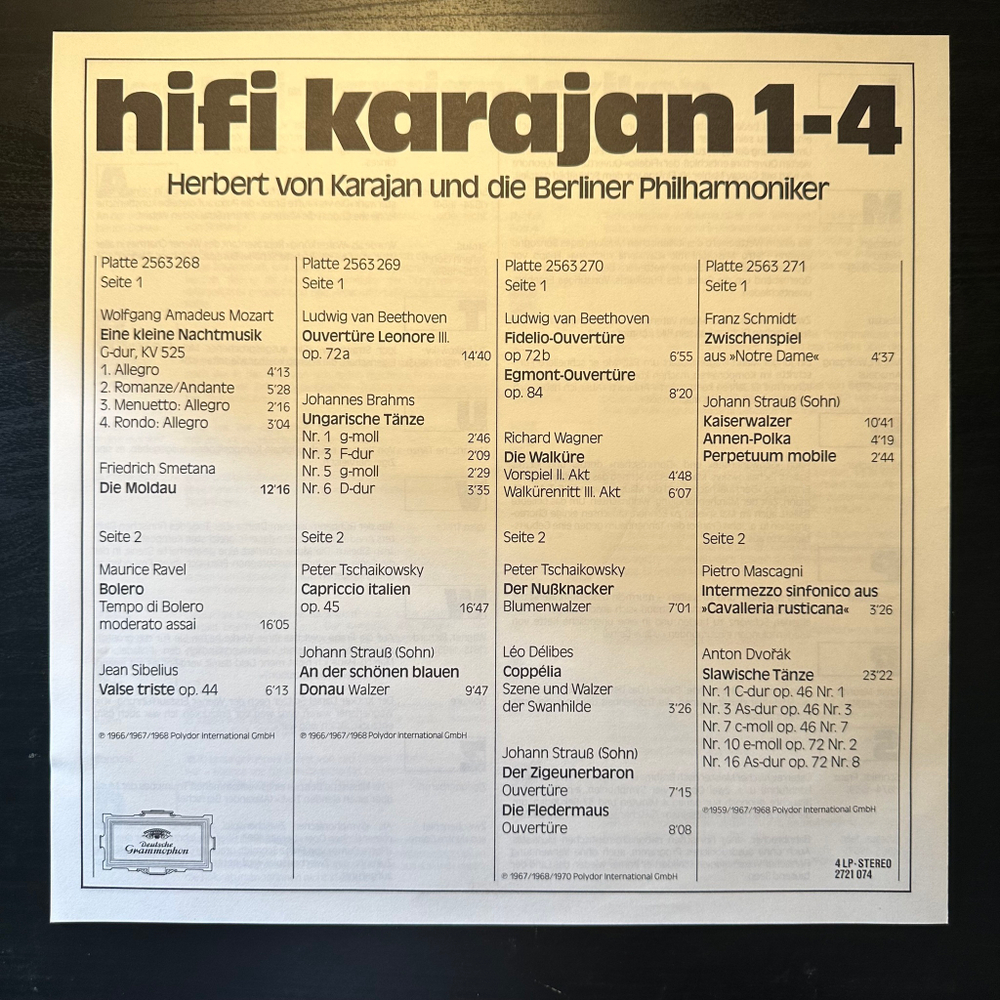 Герберт фон Караян - Хифи Караян 1-4 4LP (Германия 1977г.)