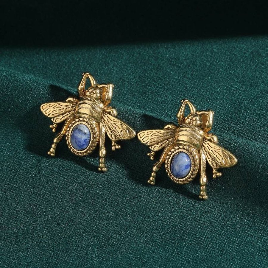 Серьги винтажные Скарабей, Золотые