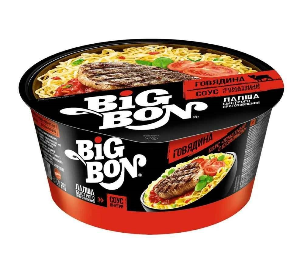 Лапша Big Bon Говядина в томате с базиликом 85 г 3 шт
