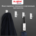 Крючки самоклеящиеся универсальные 2 5x4 5 см комплект 8 шт. сталь серебристые LAIMA Home (2 штуки в упаковке)