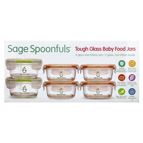 Sage Spoonfuls, Комбинированный пакет из прочного стекла, 6 шт.