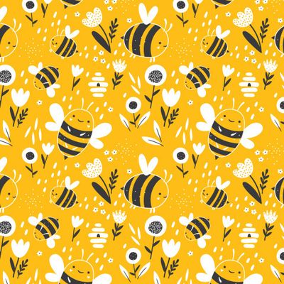 Пчелки на желтом фоне