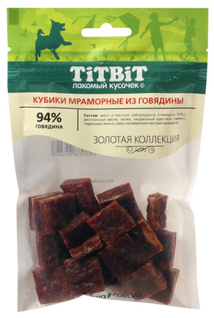 TITBIT Золотая коллекция для собак, Кубики мраморные из говядины - 80 г