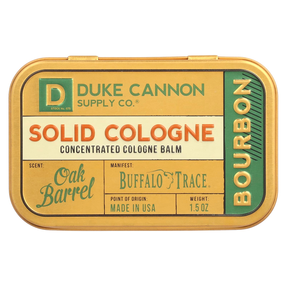 Duke Cannon Supply Co., твёрдый одеколон, бурбон, дубовая бочка, 40 г (1,5 унции)