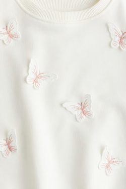 H&M Толстовка с круглым вырезом и контрастными деталями, белый