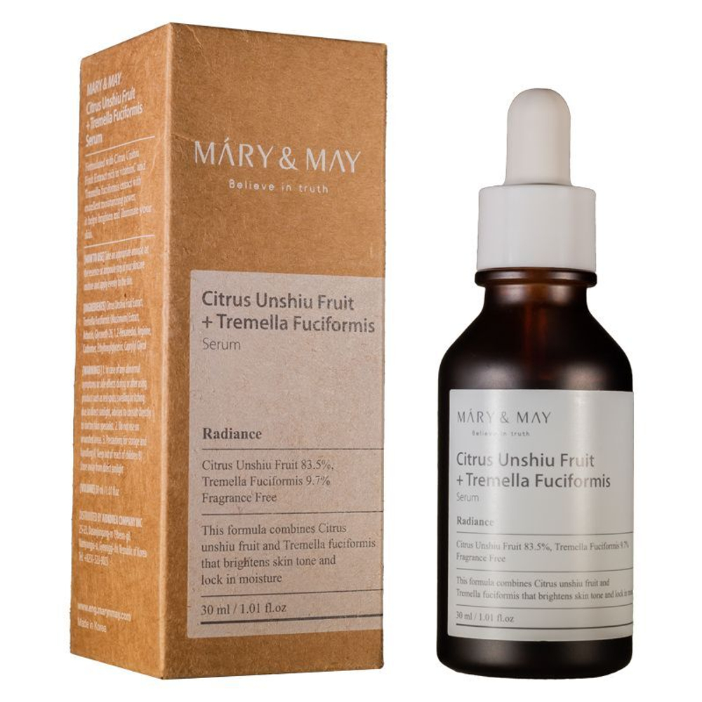 MARY&MAY Сыворотка для лица осветляющая CITRUS UNSHIU FRUIT + TREMELLA FUCIFORMIS SERUM 30ML