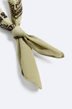 ZARA БАНДАНА С ВЫШИВКОЙ, ОЛИВКОВЫЙ