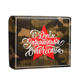 Коробочка для кондитерских изделий «С днём Защитника Отечества», 17 х 20 х 6 см