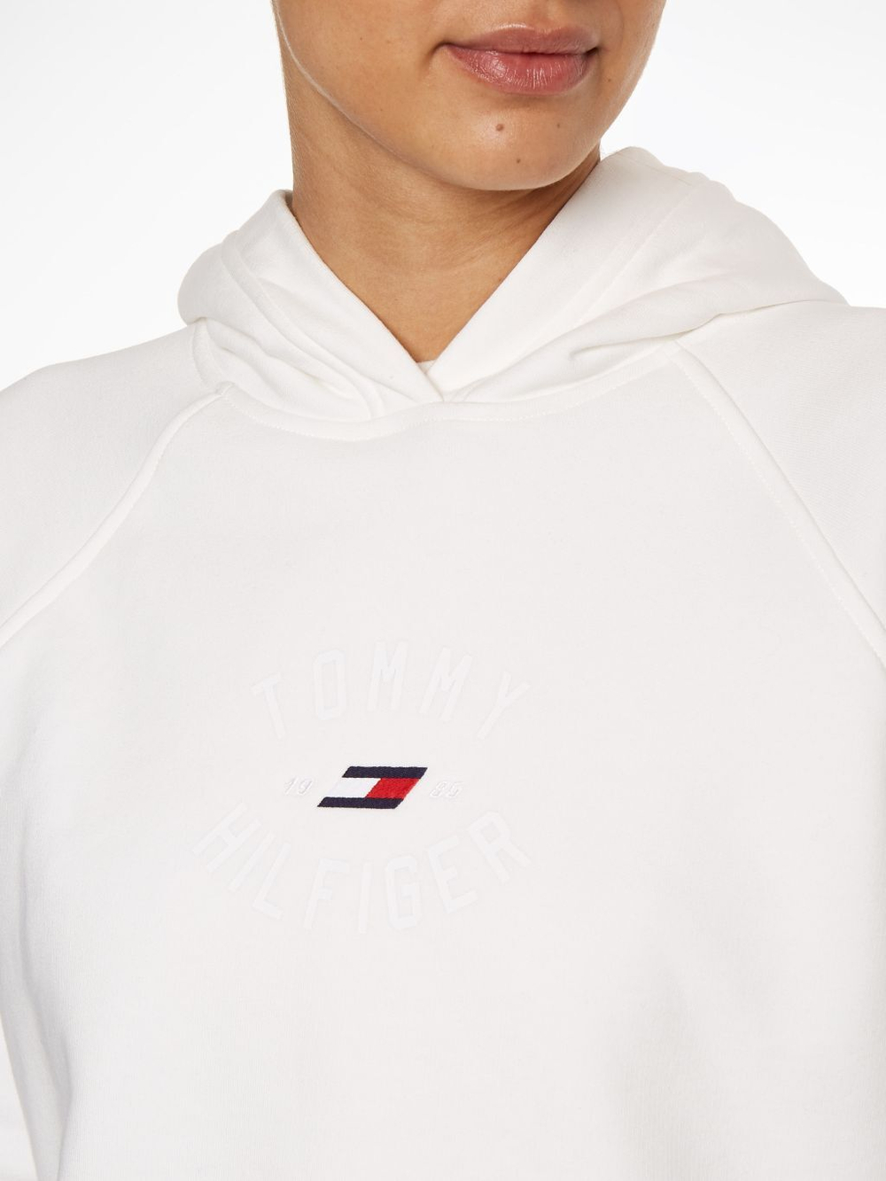 Женская теннисная куртка Tommy Hilfiger Relaxed TH Graphic Hoodie - ecru