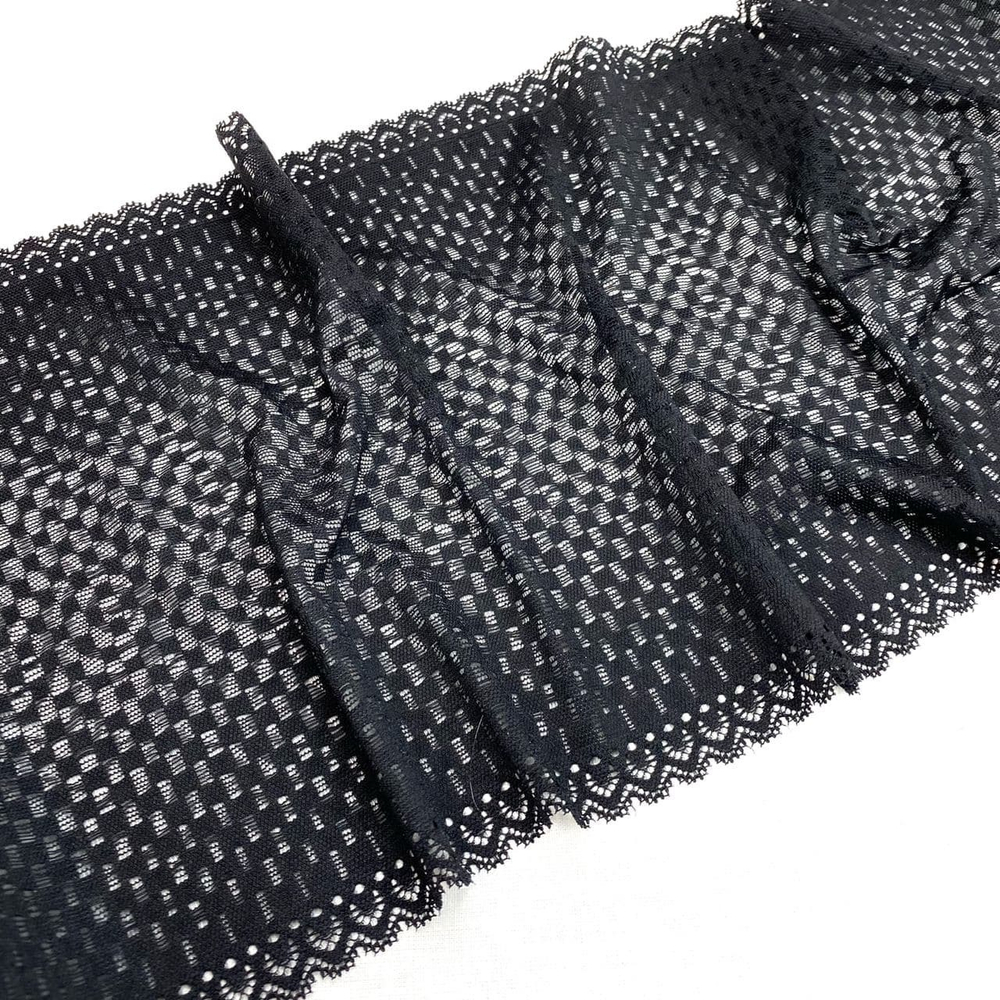 Кружево эластичное черное 22 см