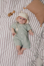 6075-310 Панамка из муслина (цветной горошек на молочном)