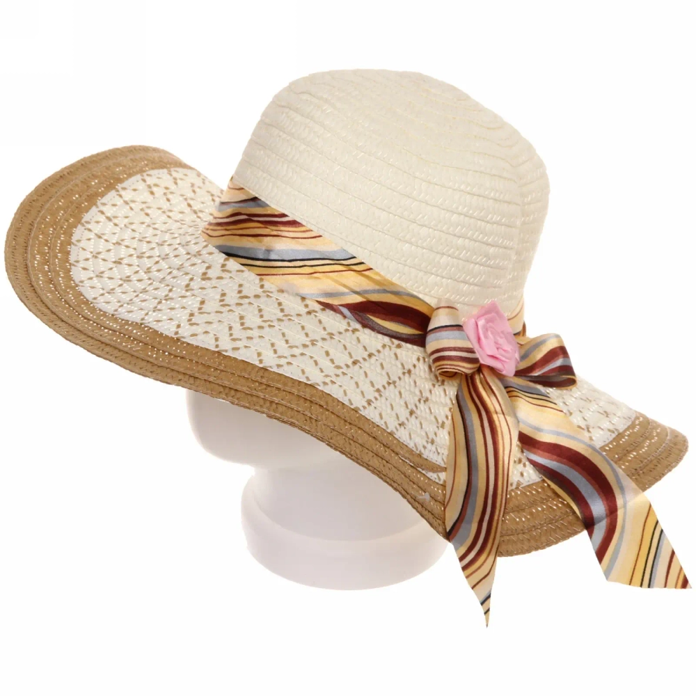 Шляпа женская с широкими полями «TiraMiSu- Ассоль», микс 6 цветов, р58, ширина полей 10 см