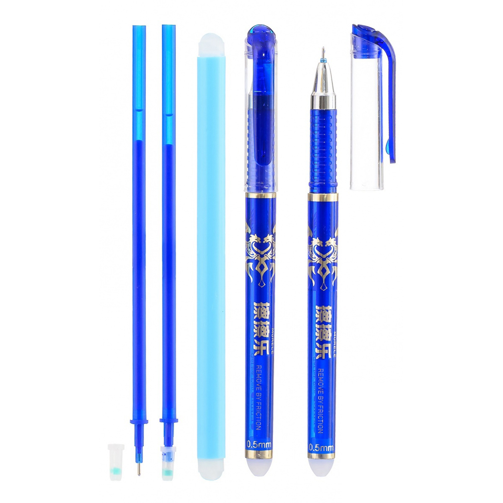 Набор с ручкой, ластиком и стержнями Basir, стираемые чернила, синий цвет чернил