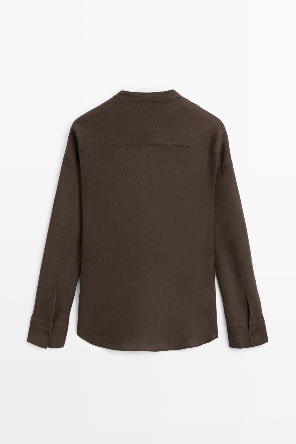 Massimo Dutti Рубашка с воротником-стойкой из 100% льна, коричневый