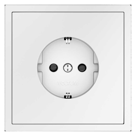 Розетка встраиваемая Voltum S70 с заземлением и защитными шторками, 16А, (белый матовый) VLS040202